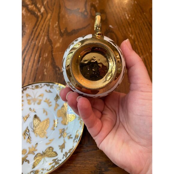 Vintage Gold Butterfly Bone China Elegant Tea Cup & Saucer Set - Picture 3 of 9